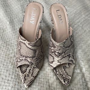 ASOS Snake Skin Open Toe Mules